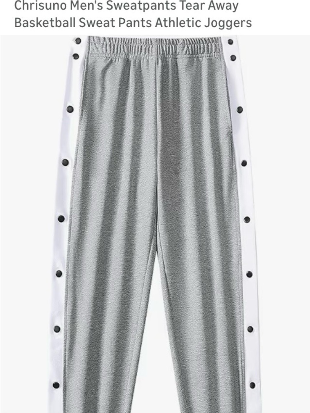 Men's Gray Tear-Away Joggers with White Side Panels